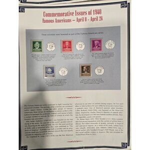 1940's Commemorative Issue Stamps Famous Americans Mar 1- Apr 7 & Apr 8-Apr 26